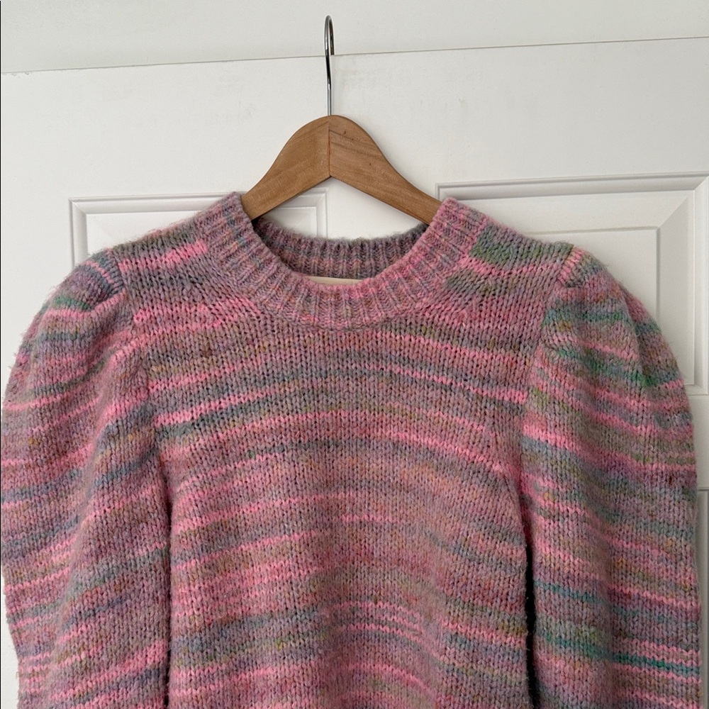Love Shack Fancy Women’s multicolor Pink Puff Sleeve Sweater - Picture 2 of 8